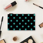 Polka Dots - Verdigris on Black Cosmetic Bag (S)