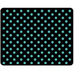 Polka Dots - Verdigris on Black Fleece Blanket (Medium) (One Side)
