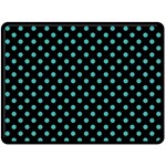 Polka Dots - Verdigris on Black Double Sided Fleece Blanket (Large) (Two Sides)