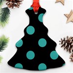 Polka Dots - Verdigris on Black Christmas Tree Ornament (Two Sides)