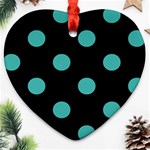 Polka Dots - Verdigris on Black Heart Ornament (Two Sides)