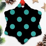Polka Dots - Verdigris on Black Snowflake Ornament (Two Sides)