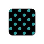 Polka Dots - Verdigris on Black Rubber Coaster (Square)