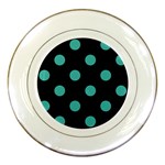 Polka Dots - Verdigris on Black Porcelain Plate