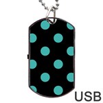 Polka Dots - Verdigris on Black Dog Tag USB Flash (Two Sides)