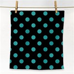 Polka Dots - Verdigris on Black Face Towel