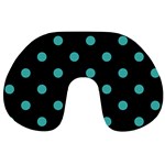Polka Dots - Verdigris on Black Travel Neck Pillow
