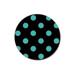Polka Dots - Verdigris on Black Magnet 3  (Round)