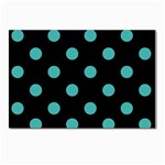 Polka Dots - Verdigris on Black Postcard 5  x 7 