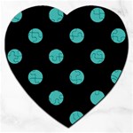 Polka Dots - Verdigris on Black Jigsaw Puzzle (Heart)
