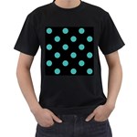 Polka Dots - Verdigris on Black Men s T-Shirt (Black)