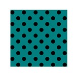 Polka Dots - Black on Teal Small Satin Scarf  (Square)