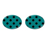 Polka Dots - Black on Teal Cufflinks (Oval)