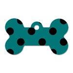 Polka Dots - Black on Teal Dog Tag Bone (One Side)