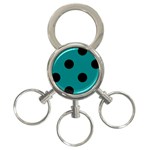 Polka Dots - Black on Teal 3-Ring Key Chain