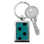 Polka Dots - Black on Teal Key Chain (Rectangle)