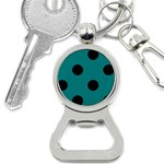 Polka Dots - Black on Teal Bottle Opener Key Chain
