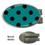 Polka Dots - Black on Teal Money Clip (Oval)