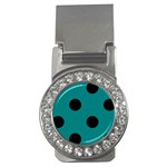 Polka Dots - Black on Teal Money Clip (CZ)