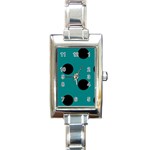 Polka Dots - Black on Teal Rectangle Italian Charm Watch