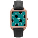 Polka Dots - Black on Teal Rose Gold Leather Watch
