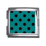 Polka Dots - Black on Teal Mega Link Italian Charm (18mm)
