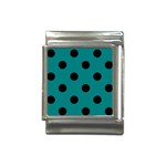 Polka Dots - Black on Teal Italian Charm (13mm)