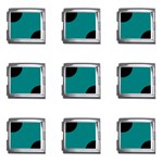 Polka Dots - Black on Teal Mega Link Italian Charm (9 pack)