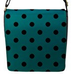 Polka Dots - Black on Teal Flap Closure Messenger Bag (S)