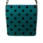 Polka Dots - Black on Teal Flap Closure Messenger Bag (L)