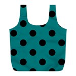 Polka Dots - Black on Teal Full Print Recycle Bag (L)