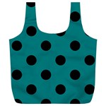 Polka Dots - Black on Teal Full Print Recycle Bag (XL)