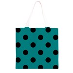 Polka Dots - Black on Teal Grocery Light Tote Bag