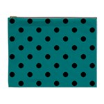 Polka Dots - Black on Teal Cosmetic Bag (XL)