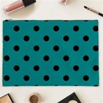 Polka Dots - Black on Teal Cosmetic Bag (XXL)