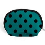 Polka Dots - Black on Teal Accessory Pouch (Medium)