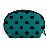 Polka Dots - Black on Teal Accessory Pouch (Large)