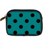Polka Dots - Black on Teal Digital Camera Leather Case