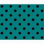 Polka Dots - Black on Teal Collage 8  x 10 