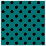 Polka Dots - Black on Teal Canvas 12  x 12 