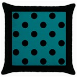 Polka Dots - Black on Teal Throw Pillow Case (Black)