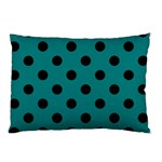 Polka Dots - Black on Teal Pillow Case (Two Sides)