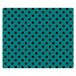 Polka Dots - Black on Teal Double Sided Flano Blanket (Small)