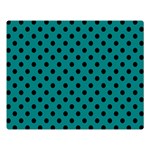 Polka Dots - Black on Teal Double Sided Flano Blanket (Large)