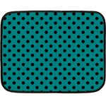 Polka Dots - Black on Teal Double Sided Fleece Blanket (Mini)