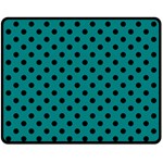 Polka Dots - Black on Teal Fleece Blanket (Medium) (One Side)