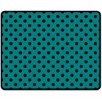 Polka Dots - Black on Teal Double Sided Fleece Blanket (Medium) (Two Sides)