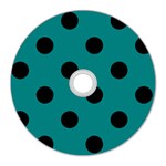 Polka Dots - Black on Teal CD Wall Clock