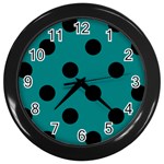 Polka Dots - Black on Teal Wall Clock (Black)