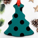 Polka Dots - Black on Teal Christmas Tree Ornament (Two Sides)